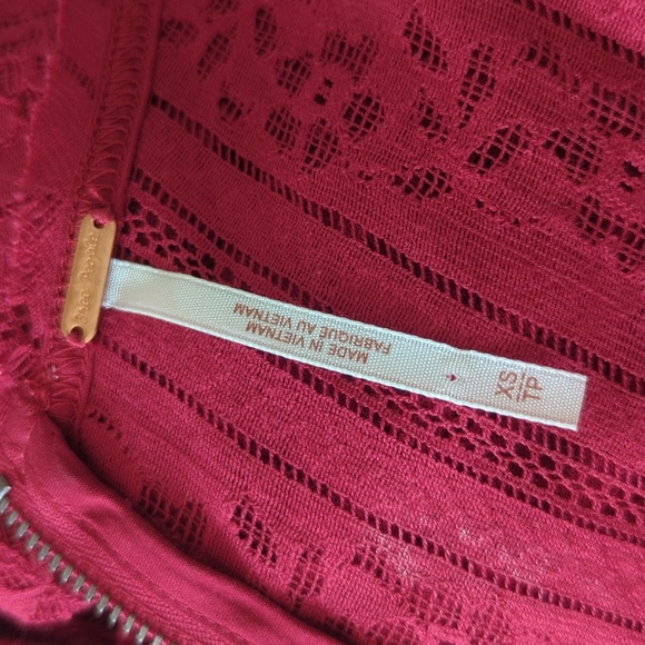 Free People Tu-Es-La Maroon Red Lace Babydoll Mini Dress - Picture 7 of 8